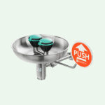 PremiumLine Sicherheits-Augendusche mit Auffangbecken aus Edelstahl für Bodenmontage - Image 3