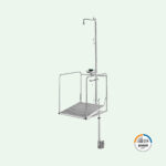 PremiumLine frostsichere selbstentleerende Augenduschen-Notduschen-Station mit umliegendem Schutzkorb mit Unterflurauslösung, Edelstahl für Bodenmontage