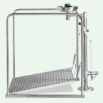 PremiumLine Augenduschen-Station mit umliegendem Schutzkorb, selbstentleerend, Edelstahl für Bodenmontage – Bild 2