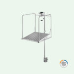 PremiumLine frostsichere selbstentleerende Augenduschen-Station mit umliegendem Schutzkorb mit Unterflurauslösung, Edelstahl für Bodenmontage