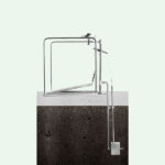 PremiumLine frostsichere selbstentleerende Augenduschen-Station mit umliegendem Schutzkorb mit Unterflurauslösung, Edelstahl für Bodenmontage – Bild 2