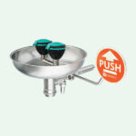 PremiumLine Sicherheits-Augendusche mit Auffangbecken aus Edelstahl für Bodenmontage – Bild 2